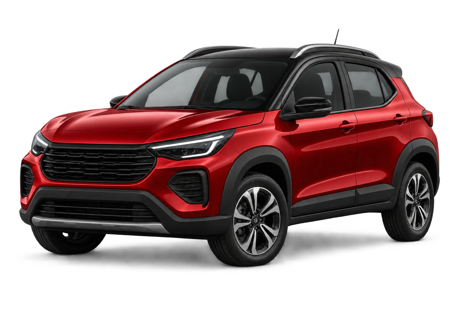 Ilustração de SUV compacto vermelho compatível com a carta de R$ 100 mil